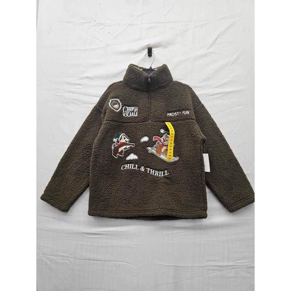 Disney Womens Chip n Dale Pullover Brown Polyester Winter Casual Size Medium
